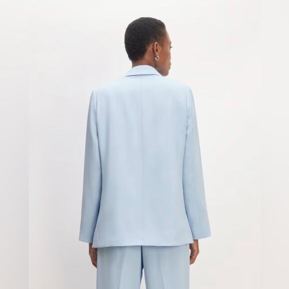 Everlane The Drapey Blazer Double-Breasted Suit Jacket Chambray Blue NWT Size 00 - Picture 10 of 11
